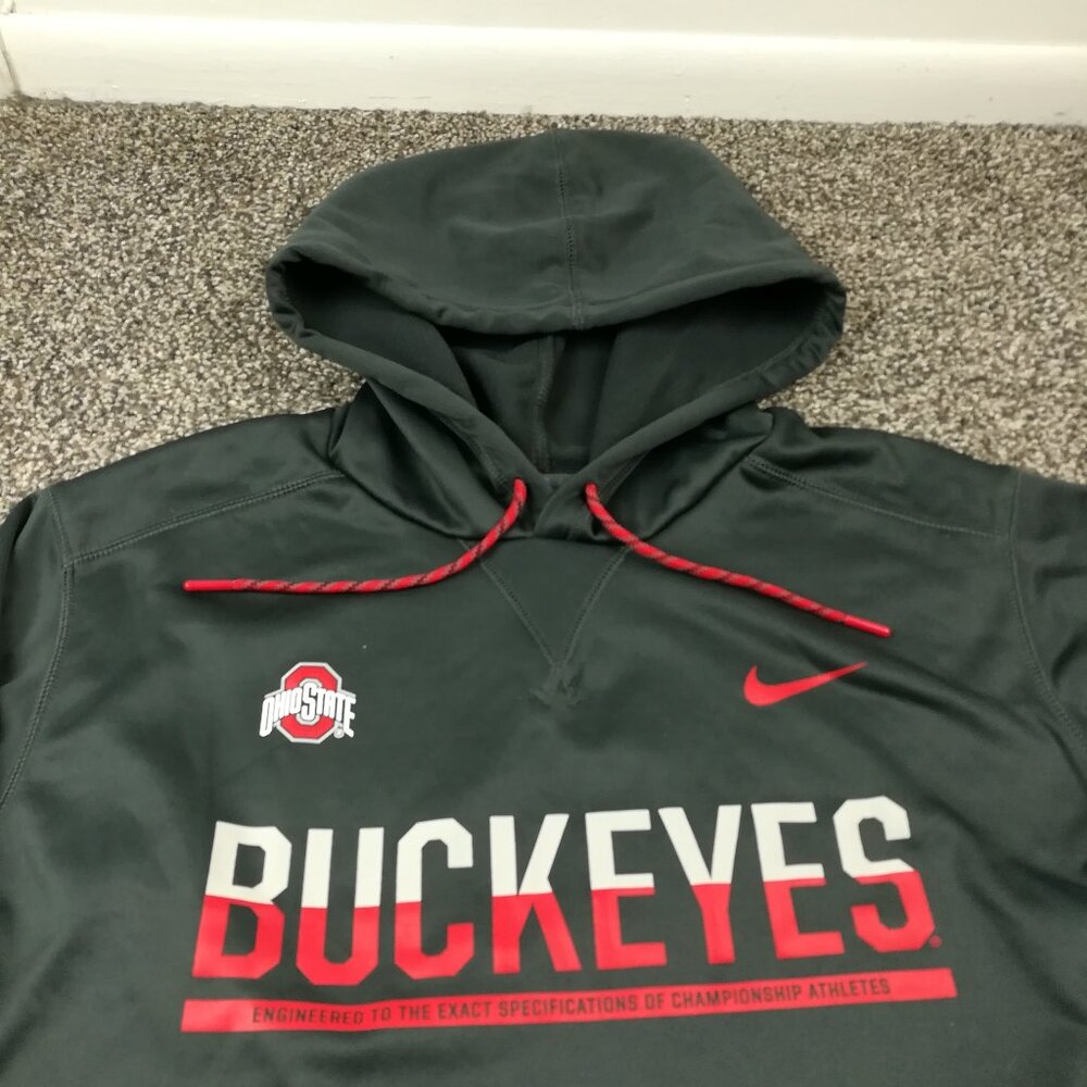 Ohio State Buckeyes Hoodie Nike Therma Fit Fleece Gray Sweatshirt Mens Large